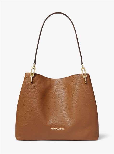 michael kors leighton large pebbled leather shoulder bag|michael kors pebble leather crossbody.